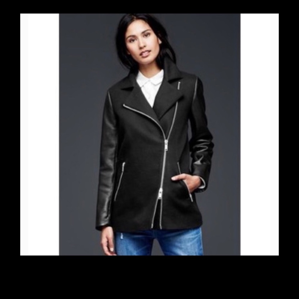 NWT GAP mixed fabric moto coat